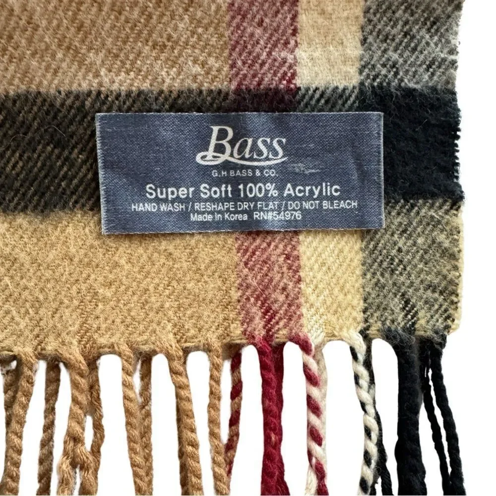 Bass Plaid Cashmere Feel Classic Soft Luxurious Winter Scarf Unisex (Camel)